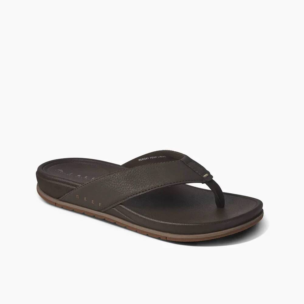 NEW REEF men's cushion flip flops in bonzer brown
